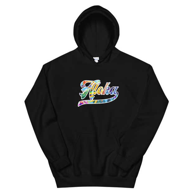Aloha Script ~ Floral with White Border *ADULT HOODIE*