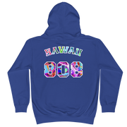 Hawaii 808 - Floral Jersey with White Border (front/back) *KIDS HOODIE*