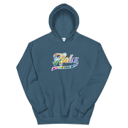 Aloha Script ~ Floral with White Border *ADULT HOODIE*