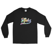 Aloha Script ~ Floral with White Border *ADULT LONG SLEEVE*