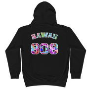 Hawaii 808 - Floral Jersey with White Border (front/back) *KIDS HOODIE*