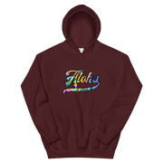 Aloha Script ~ Floral with Black Border *ADULT HOODIE*