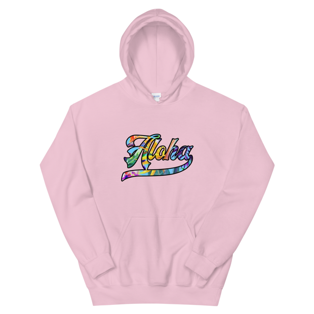 Aloha Script ~ Floral with Black Border *ADULT HOODIE*