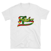 Aloha Script ~ Flag with Black Border *ADULT SHORT SLEEVE*