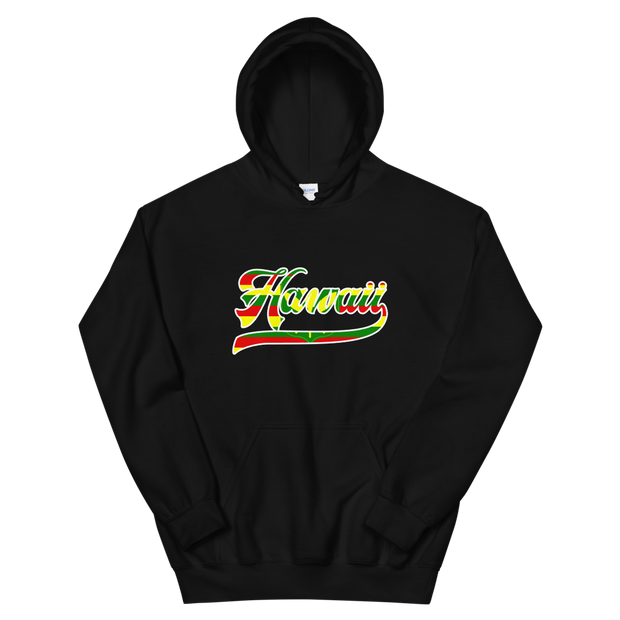 Hawaii Script ~ Flag with White Border *ADULT HOODIE*