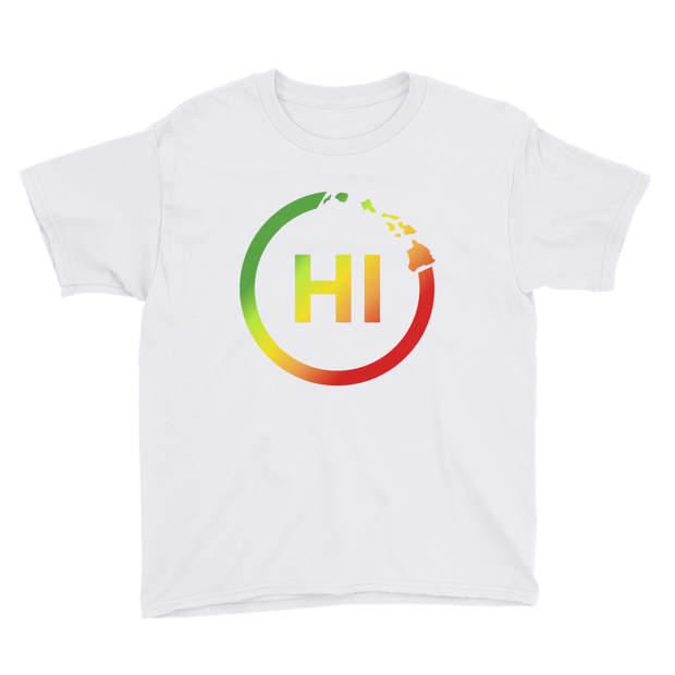 Hawaiian Islands Rings - HI - Kanaka Maoli color fade *KIDS SHORT SLEEVE*