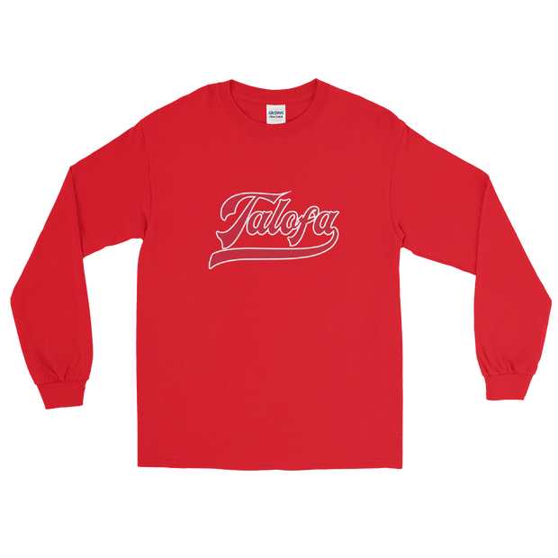 Talofa Script ~ Red with White Border *ADULT LONG SLEEVE*