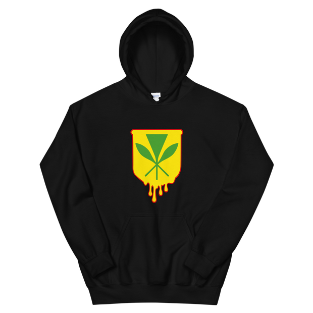 Kanaka Maoli Crest - Yellow with Red Border *ADULT HOODIE*