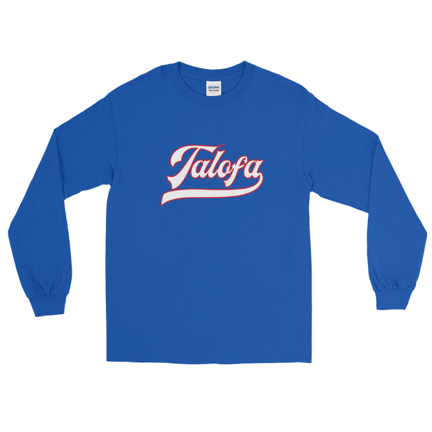 Talofa Script ~ White with Red Border *ADULT LONG SLEEVE*