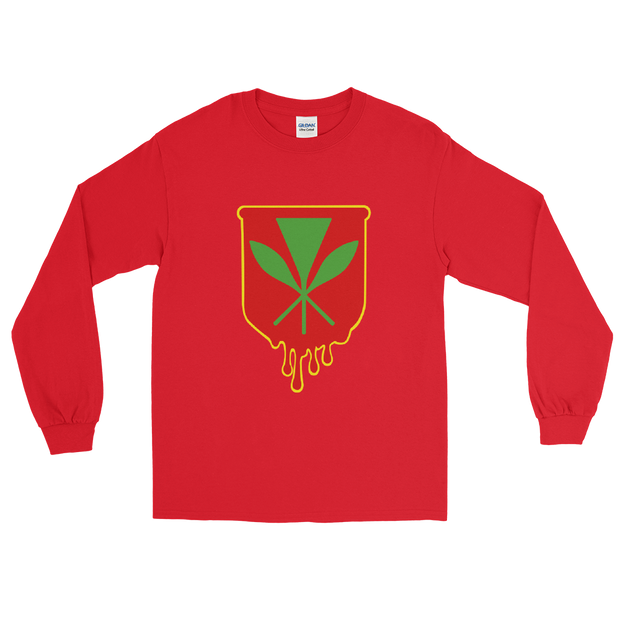 Kanaka Maoli Crest - Red with Yellow Border *ADULT LONG SLEEVE*