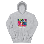 POLY HAIR, Don't Care - White Border *ADULT HOODIE*