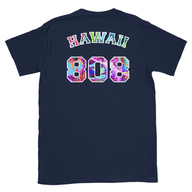 Hawaii 808 - Floral Jersey with White Border (front/back) *ADULT SHORT SLEEVE*