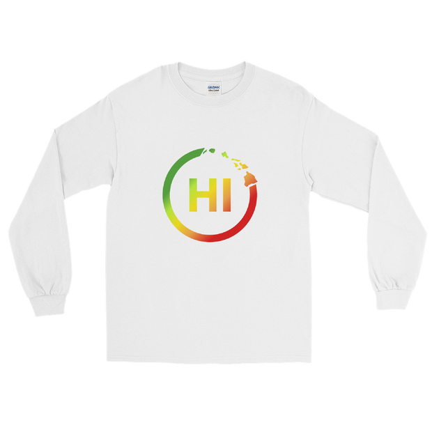 Hawaiian Islands Rings - HI - Kanaka Maoli color fade *ADULT LONG SLEEVE*