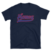 Samoa Script ~ Blue with Red Border *ADULT SHORT SLEEVE*