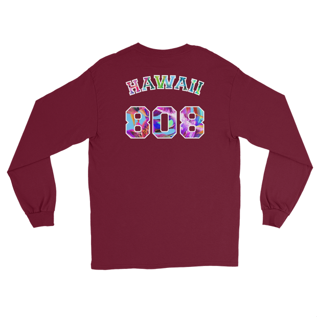 Hawaii 808 - Floral Jersey with White Border (front/back) *ADULT LONG SLEEVE*