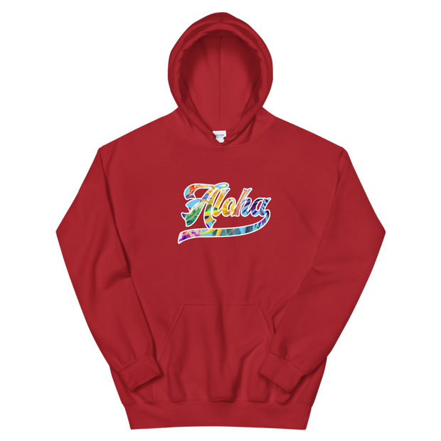 Aloha Script ~ Floral with White Border *ADULT HOODIE*