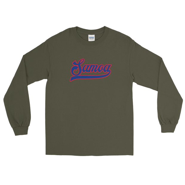 Samoa Script ~ Blue with Red Border *ADULT LONG SLEEVE*