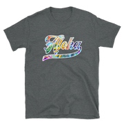 Aloha Script ~ Floral with White Border *ADULT SHORT SLEEVE*