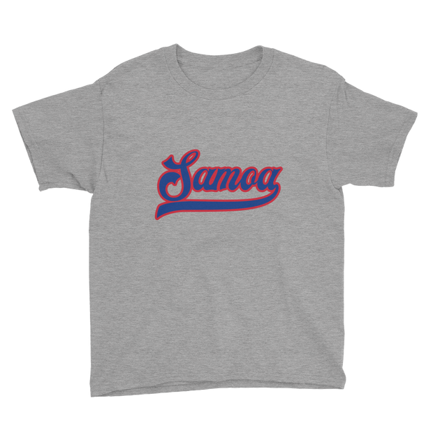 Samoa Script ~ Blue with Red Border *KIDS SHORT SLEEVE*