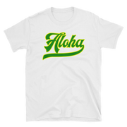 Aloha Script ~ Green with Yellow Border *ADULT SHORT SLEEVE*