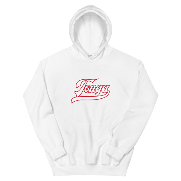 Tonga Script ~ White with Red Border *ADULT HOODIE*