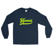 Hawaii Script ~ Yellow with Green Border *ADULT LONG SLEEVE*