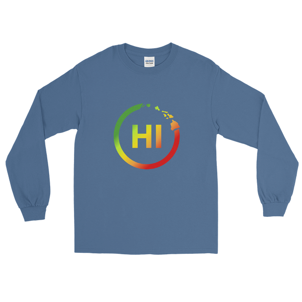 Hawaiian Islands Rings - HI - Kanaka Maoli color fade *ADULT LONG SLEEVE*