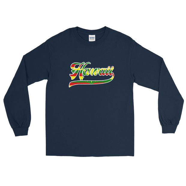 Hawaii Script ~ Flag with White Border *ADULT LONG SLEEVE*