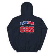 Samoa 685 - Flag with White Border (front/back)  *ADULT HOODIE*