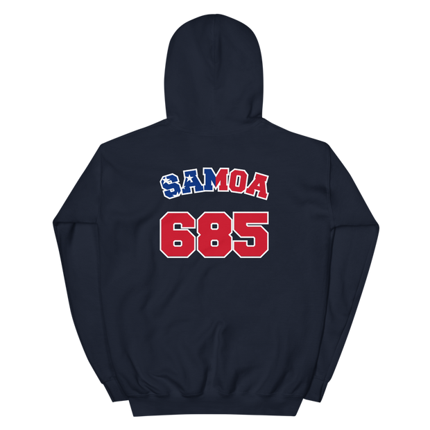 Samoa 685 - Flag with White Border (front/back)  *ADULT HOODIE*