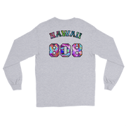 Hawaii 808 - Floral Jersey with Black Border (front/back) *ADULT LONG SLEEVE*