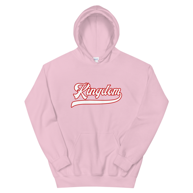 Kingdom Script ~ White with Red Border *ADULT HOODIE*