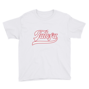 Talofa Script ~ White with Red Border *KIDS SHORT SLEEVE*