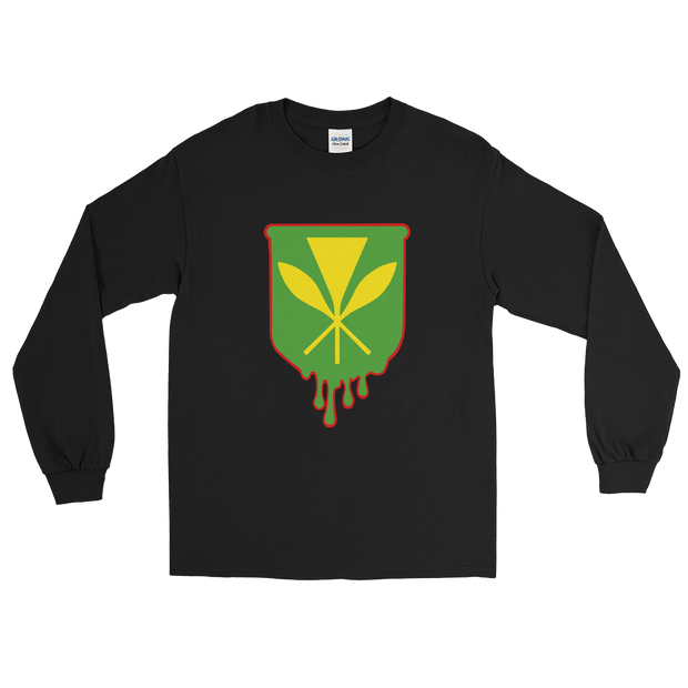 Kanaka Maoli Crest - Green with Red Border *ADULT LONG SLEEVE*