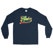 Aloha Script ~ Flag with White Border *ADULT LONG SLEEVE*