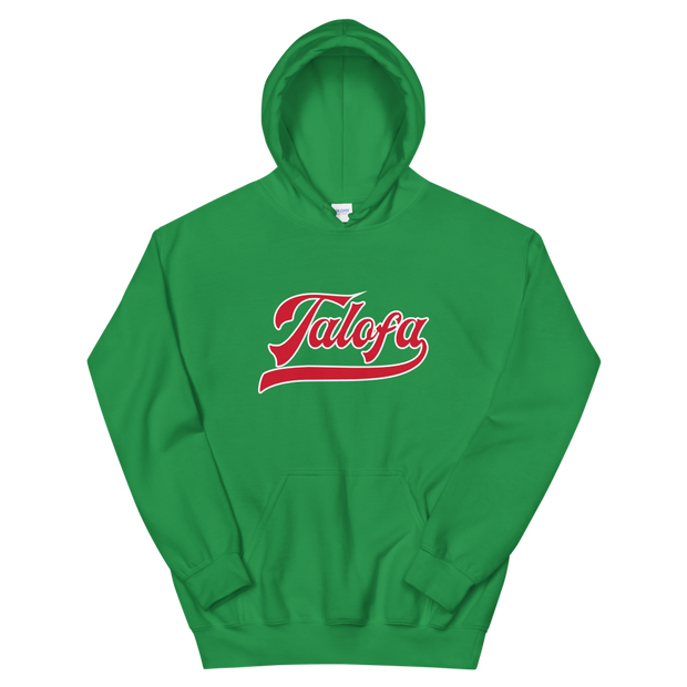 Talofa Script ~ Red with White Border *ADULT HOODIE*