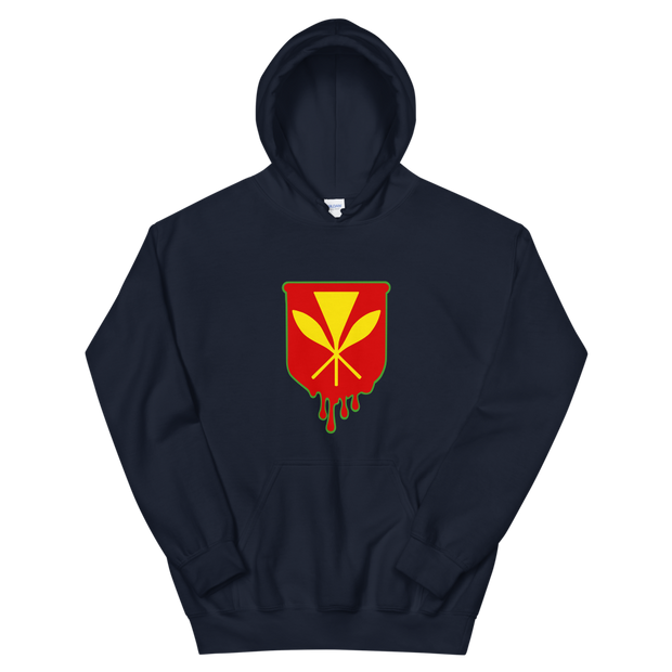 Kanaka Maoli Crest - Red with Green Border *ADULT HOODIE*