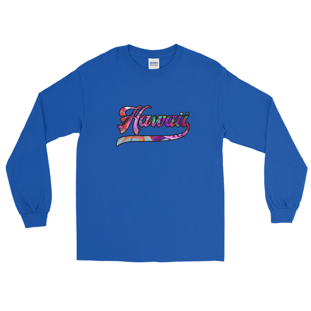 Hawaii Script ~ Floral with Black Border *ADULT LONG SLEEVE*