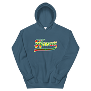 Hawaii Script ~ Flag with White Border *ADULT HOODIE*