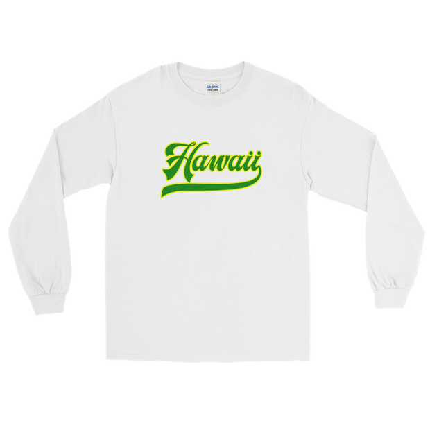 Hawaii Script ~ Green with Yellow Border *ADULT LONG SLEEVE*