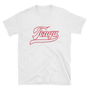 Tonga Script ~ White with Red Border *ADULT SHORT SLEEVE*