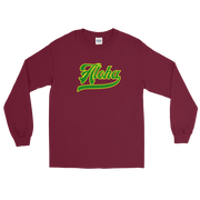 Aloha Script ~ Green with Yellow Border *ADULT LONG SLEEVE*