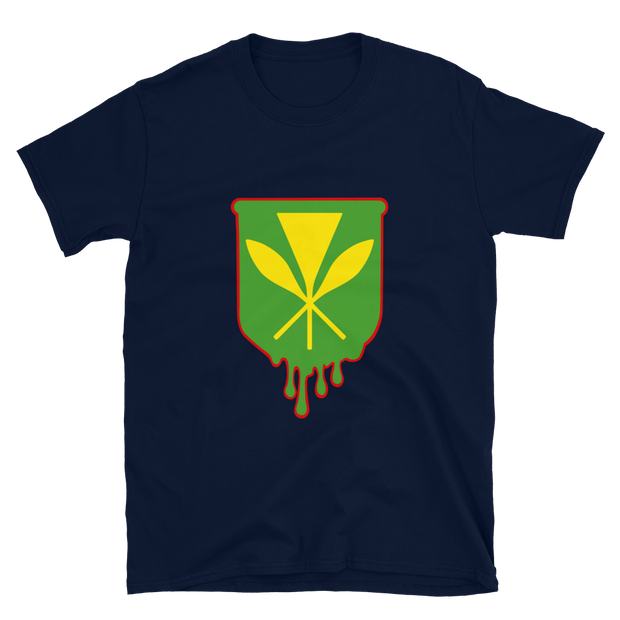 Kanaka Maoli Crest - Green with Red Border *ADULT SHORT SLEEVE*