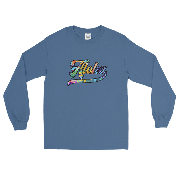 Aloha Script ~ Floral with Black Border *ADULT LONG SLEEVE*