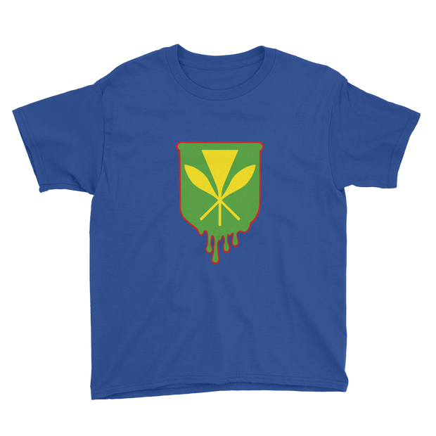 Kanaka Maoli Crest - Green with Red Border *KIDS SHORT SLEEVE*