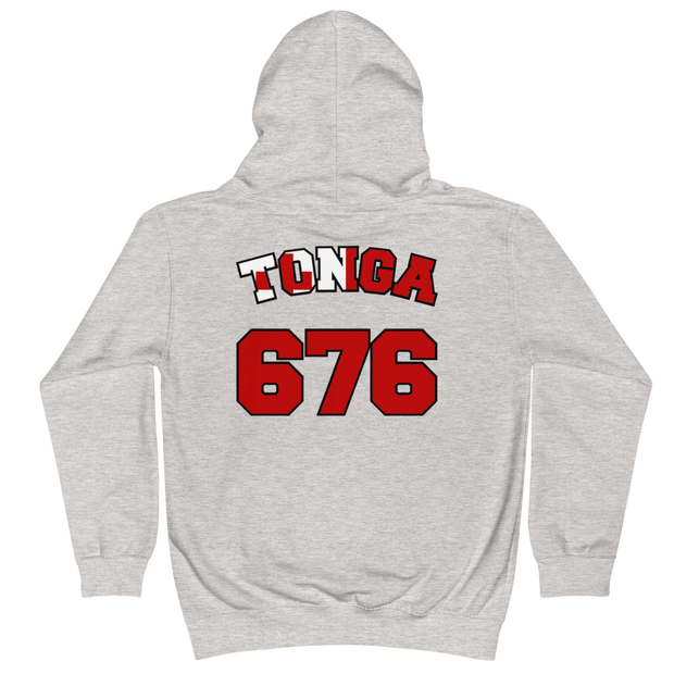 Tonga 676 - Flag with Black Border (front/back) *KIDS HOODIE*