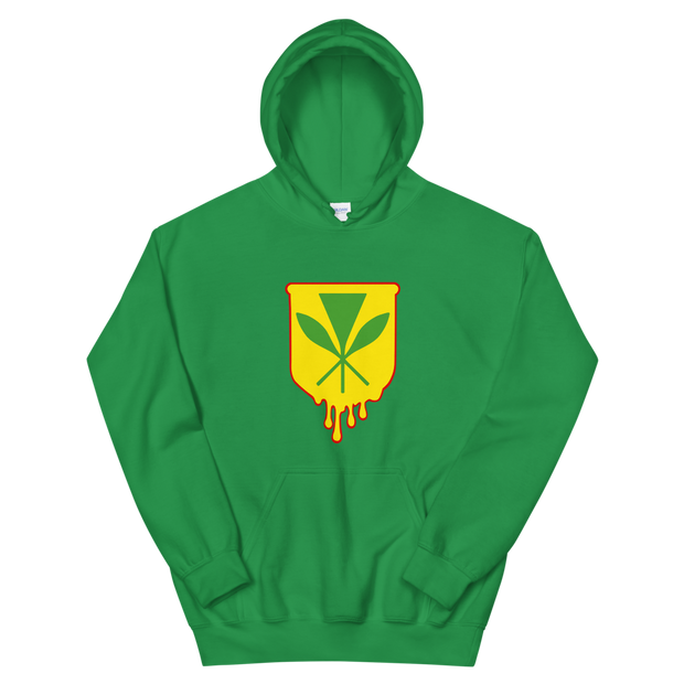 Kanaka Maoli Crest - Yellow with Red Border *ADULT HOODIE*