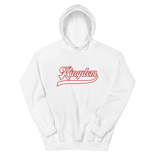 Kingdom Script ~ White with Red Border *ADULT HOODIE*