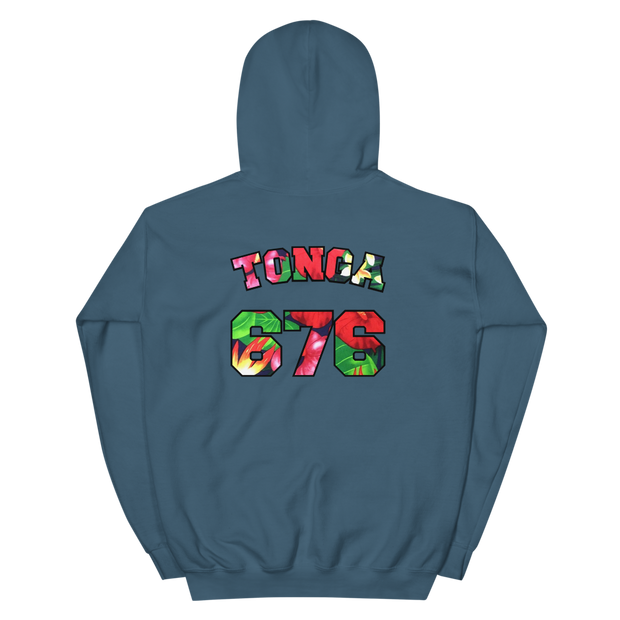 Tonga 676 - Floral Jersey with Black Border (front/back) *ADULT HOODIE*