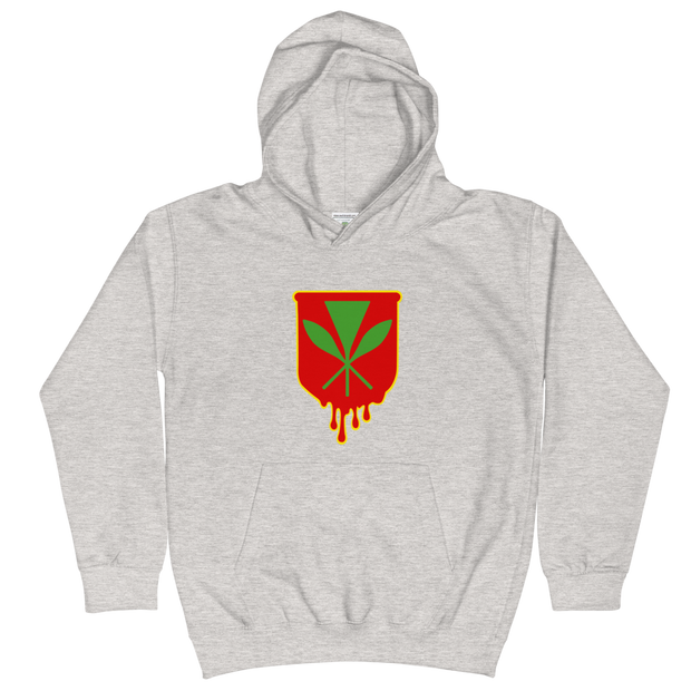 Kanaka Maoli Crest - Red with Yellow Border *KIDS HOODIE*